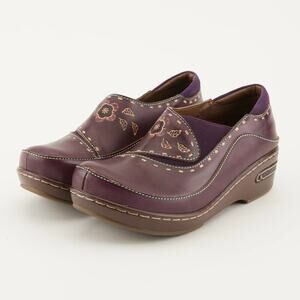 L'Artiste Women’s BURBANK Clogs Sz 8 Hand Painted Embroidered Artsy Whimsical